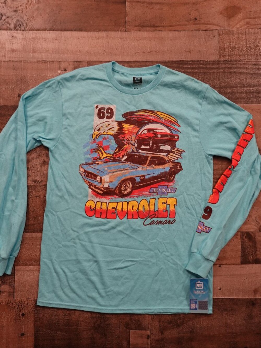 Chevrolet Camaro 1969 Graphic Long Sleeve T-Shirt Men's Medium Blue NWT
